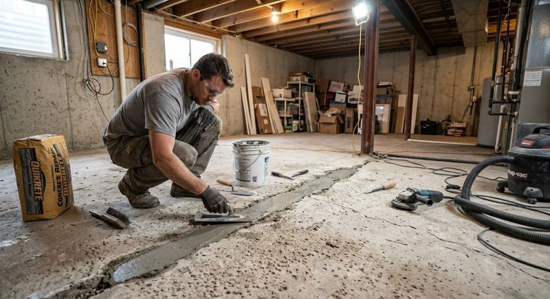 Cracked Basement Floor Repair in Mount Vernon, WA